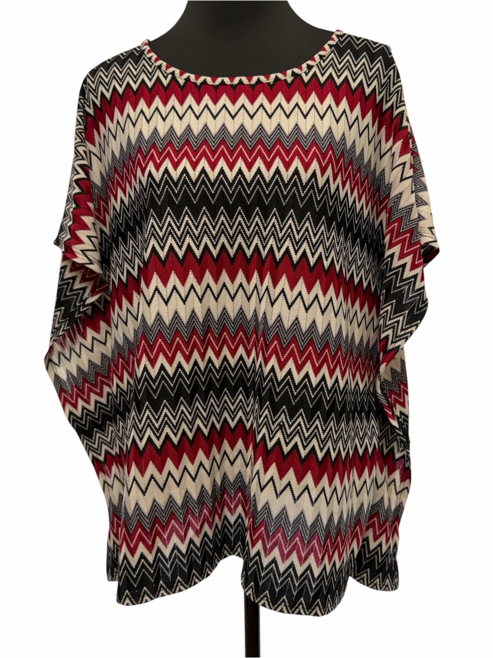 Cato Woman 18/20W Red Black Chevron Batwing Dolman Tunic Top Plus